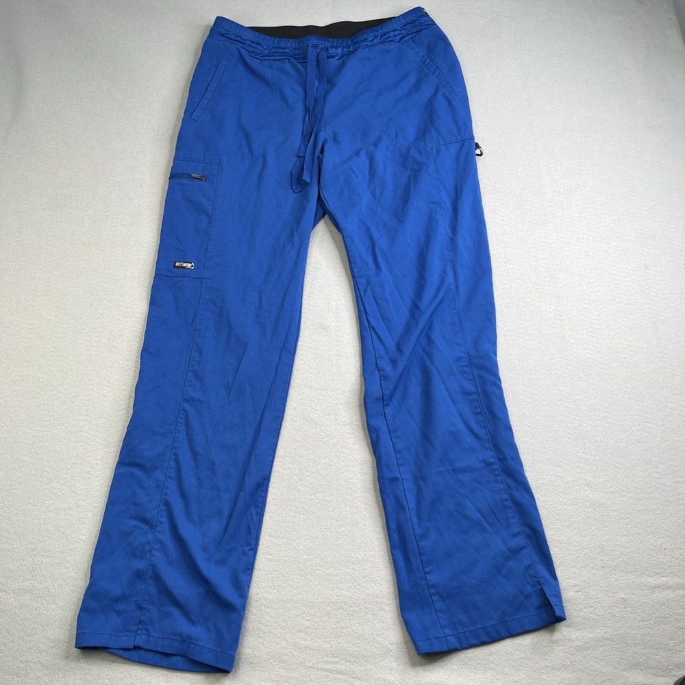Grey's Anatomy Women's Blue Solid Knit Spandex Stretch Scrub Pants Size Medium